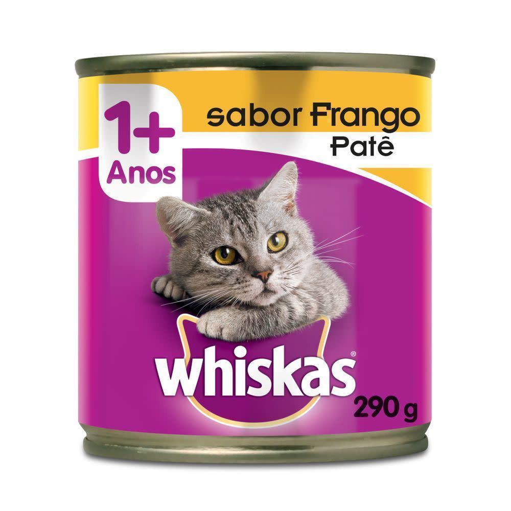 Ração Úmida Whiskas Lata Patê de Frango para Gatos Adultos 290 g