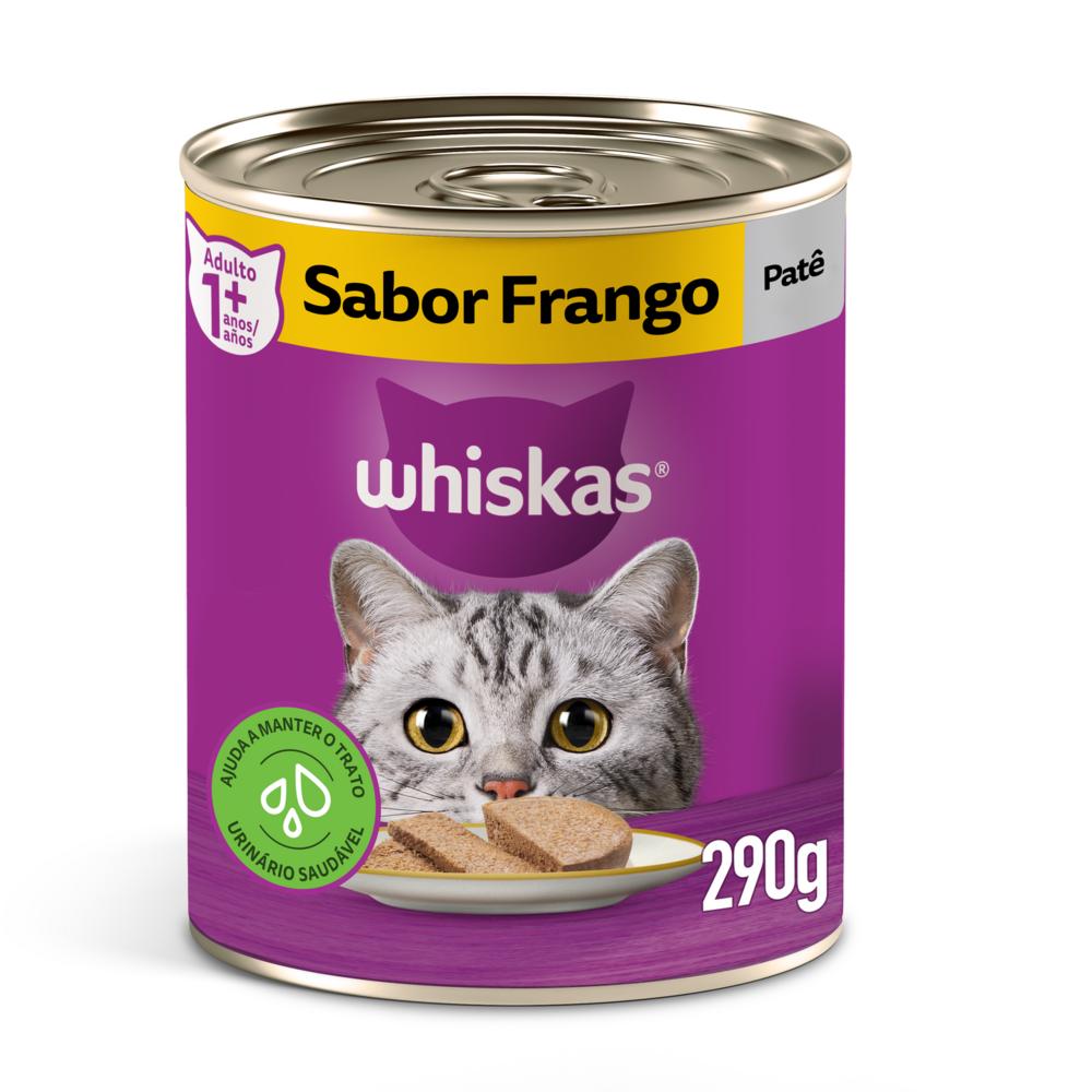 Ração Úmida Whiskas Lata Patê de Frango para Gatos Adultos 290 g