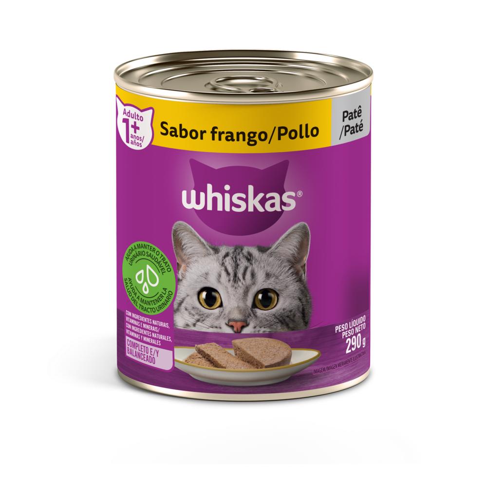 Ração Úmida Whiskas Lata Patê de Frango para Gatos Adultos 290 g