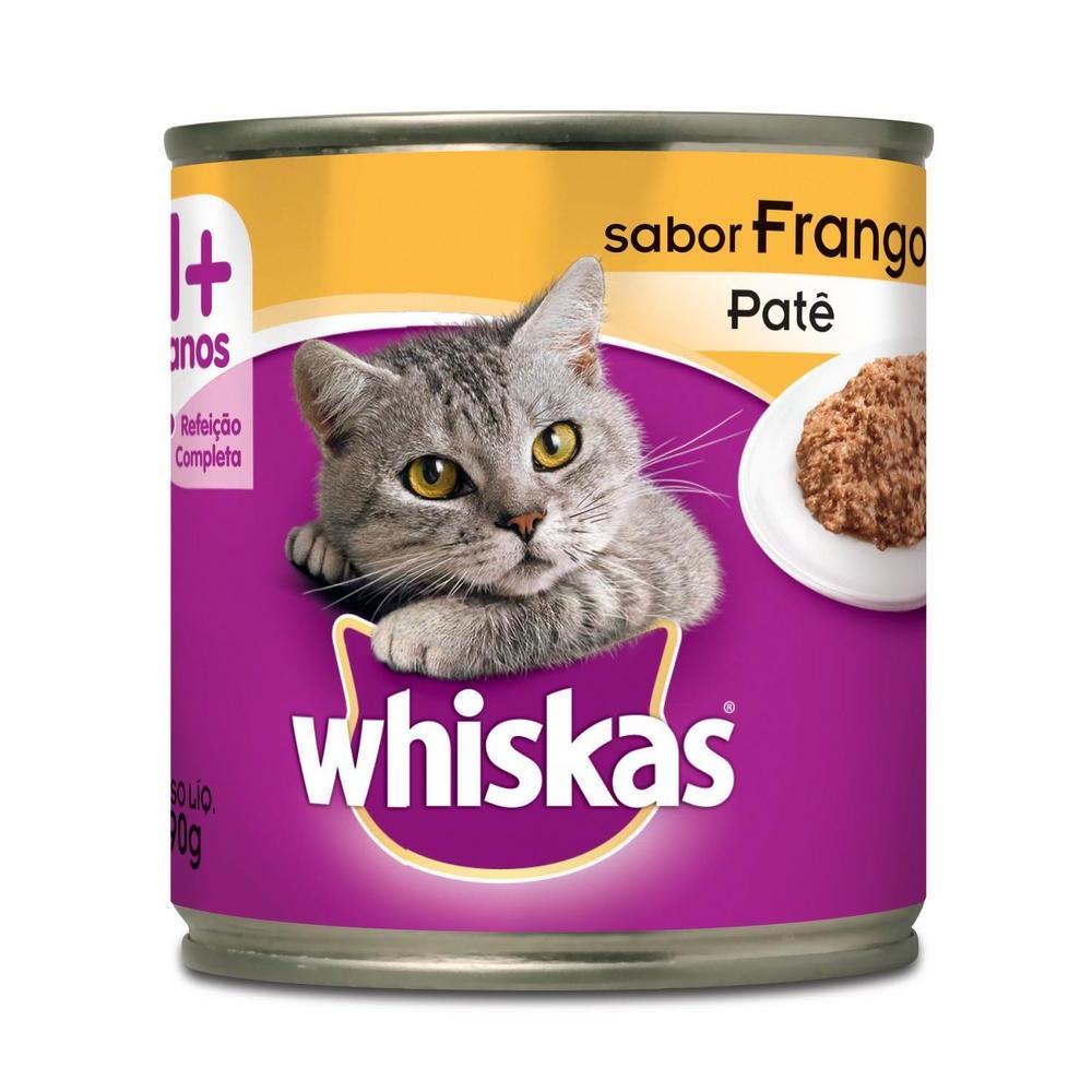 Ração Úmida Whiskas Lata Patê de Frango para Gatos Adultos 290 g