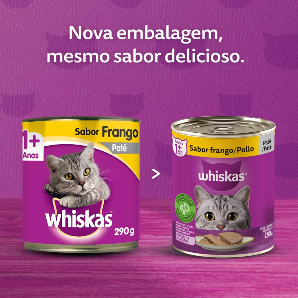 Ração Úmida Whiskas Lata Patê de Frango para Gatos Adultos 290 g
