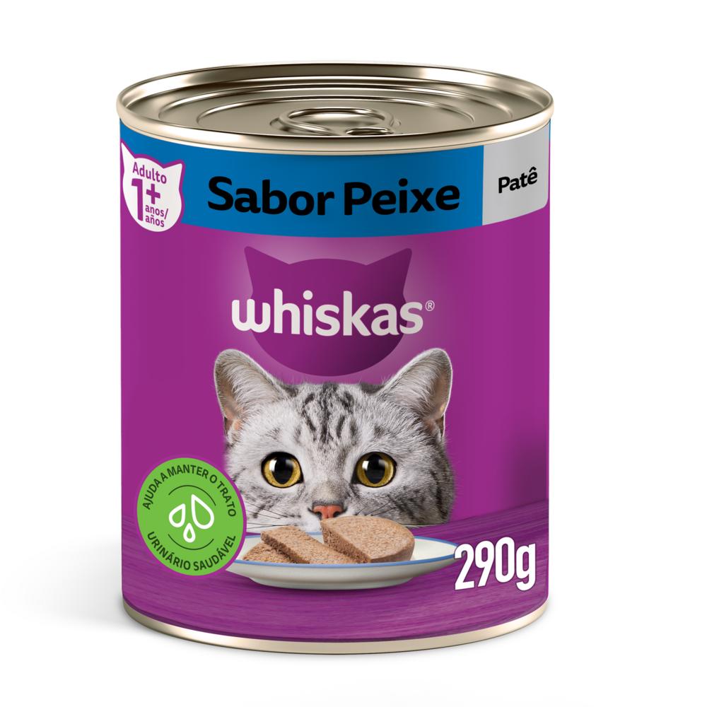 Ração Úmida Whiskas Lata Patê de Peixe para Gatos Adultos 290 g