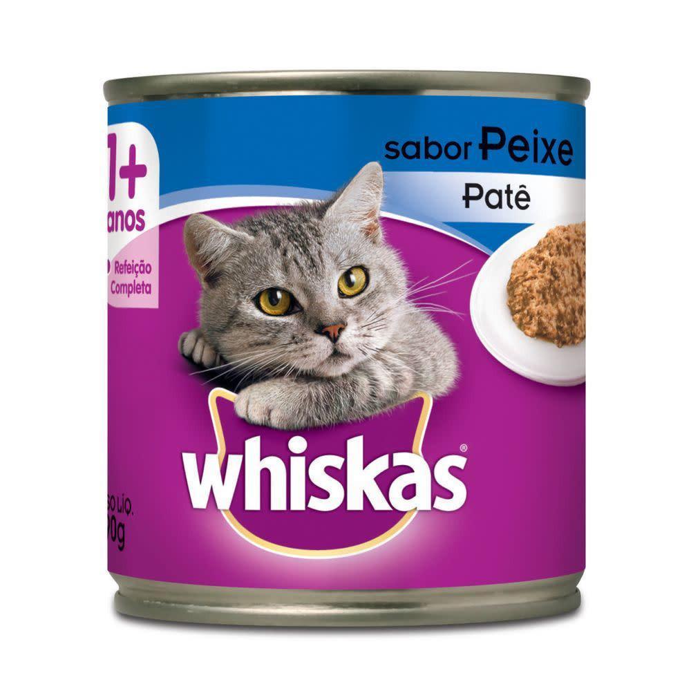 Ração Úmida Whiskas Lata Patê de Peixe para Gatos Adultos 290 g