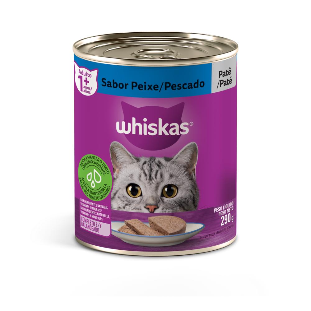 Ração Úmida Whiskas Lata Patê de Peixe para Gatos Adultos 290 g