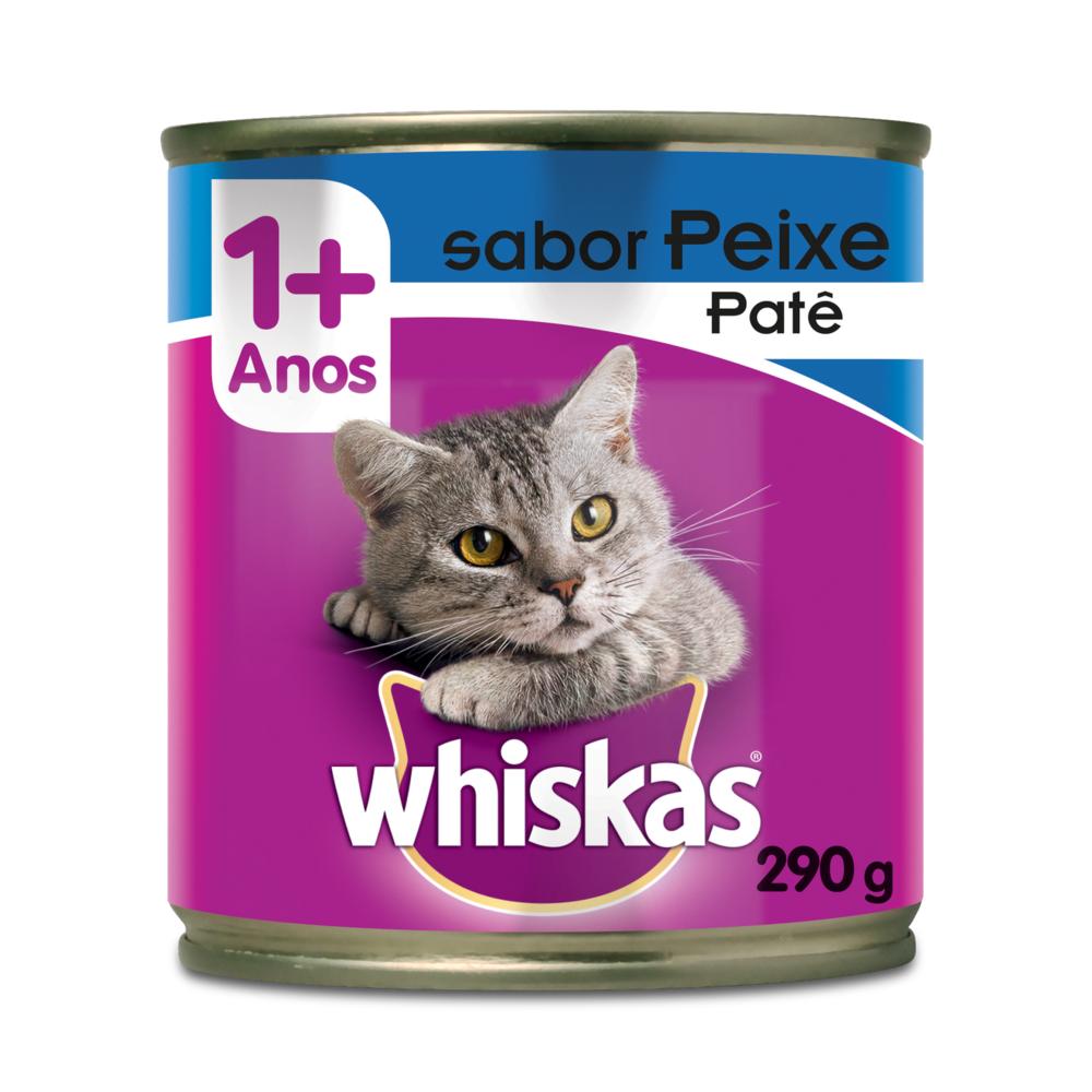 Ração Úmida Whiskas Lata Patê de Peixe para Gatos Adultos 290 g