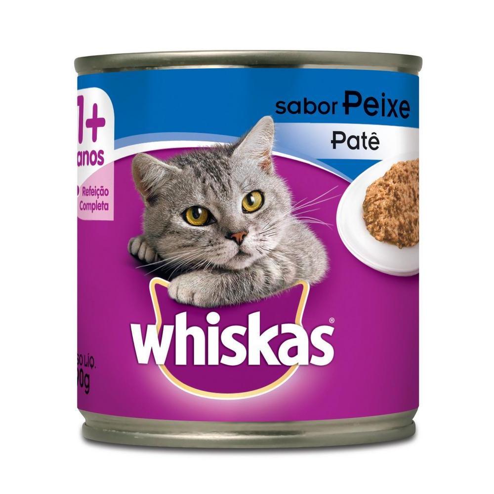 Ração Úmida Whiskas Lata Patê de Peixe para Gatos Adultos 290 g