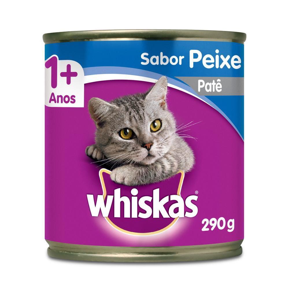 Ração Úmida Whiskas Lata Patê de Peixe para Gatos Adultos 290 g