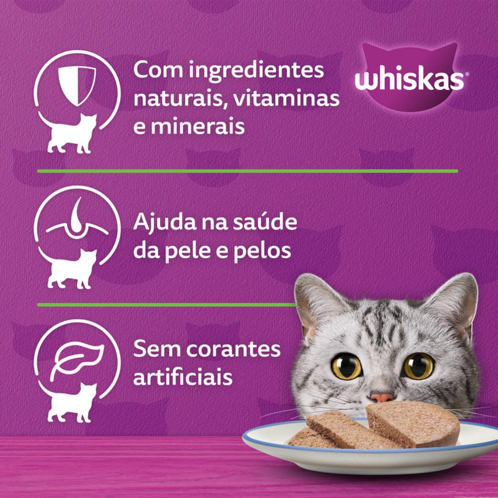 Ração Úmida Whiskas Lata Patê de Peixe para Gatos Adultos 290 g