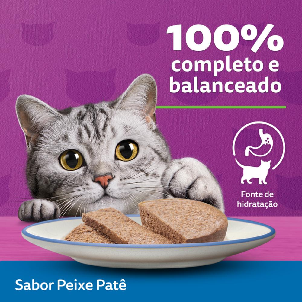 Ração Úmida Whiskas Lata Patê de Peixe para Gatos Adultos 290 g