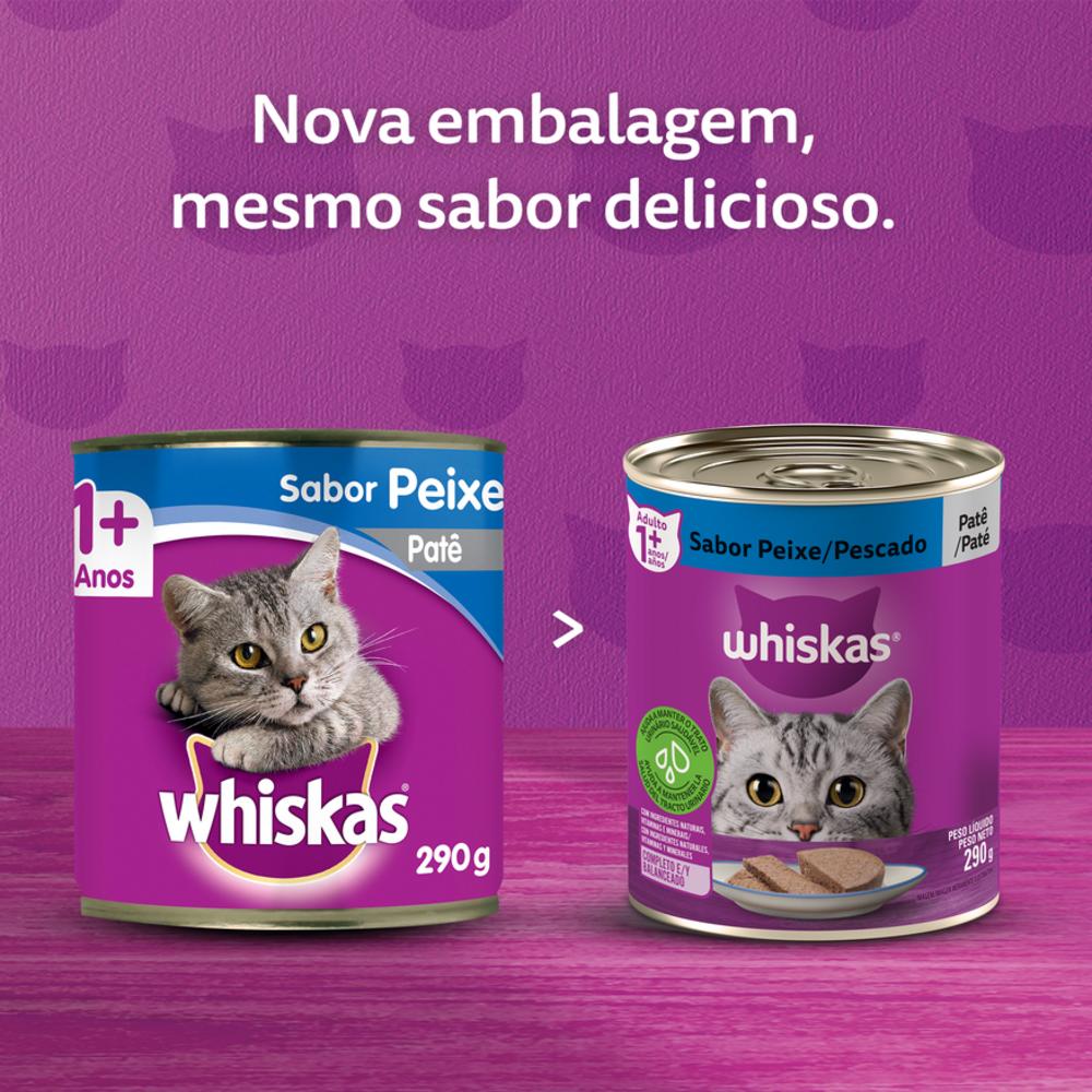 Ração Úmida Whiskas Lata Patê de Peixe para Gatos Adultos 290 g