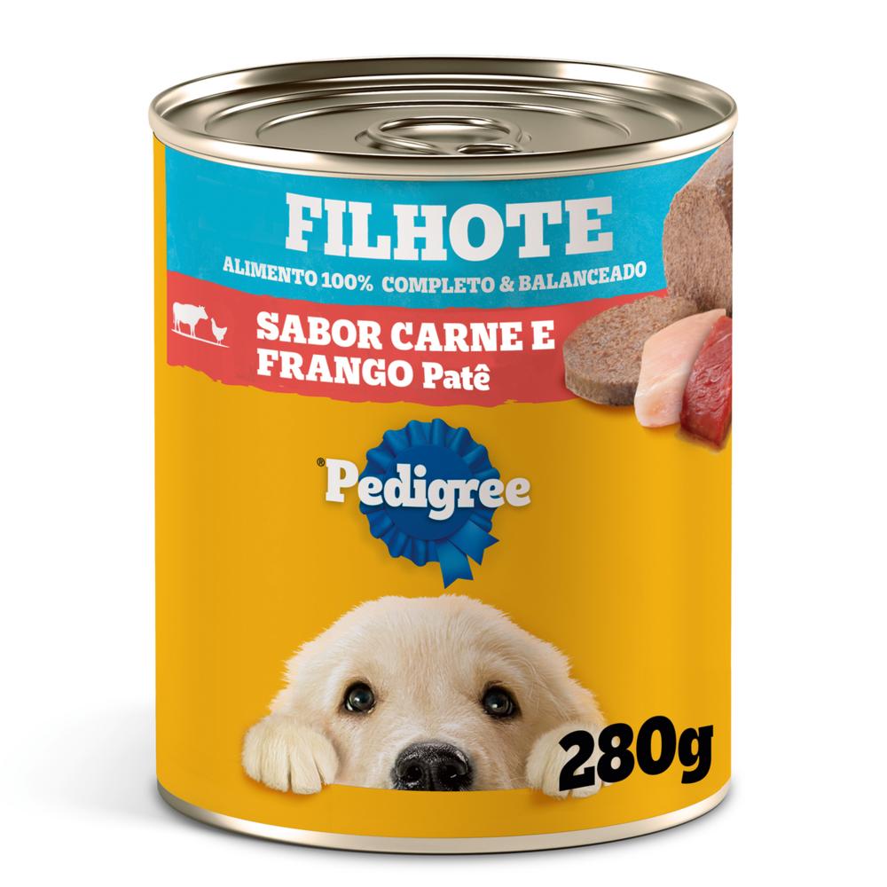 Ração Úmida Pedigree Lata Patê de Carne e Frango para Cães Filhotes 280g