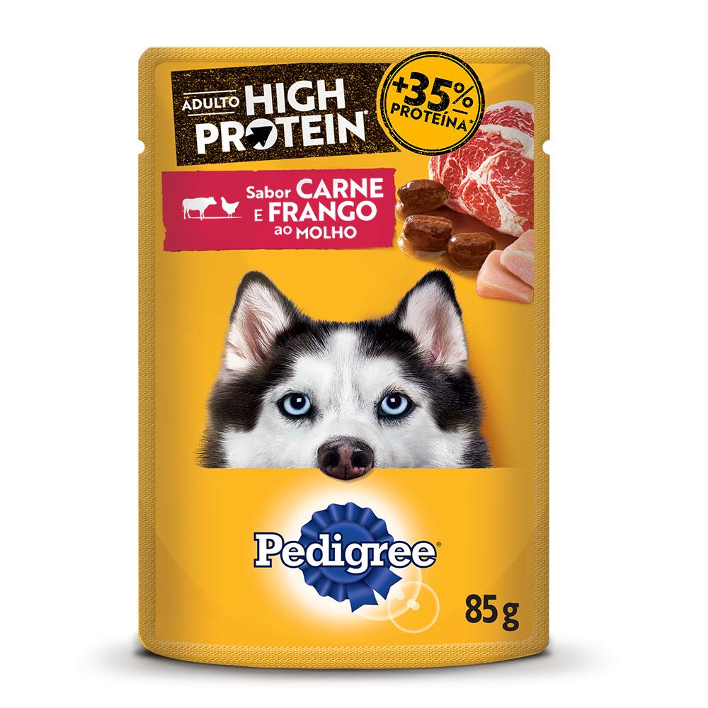 Ração Úmida Pedigree Sachê High Protein Cães Adultos Carne e Frango 85 g