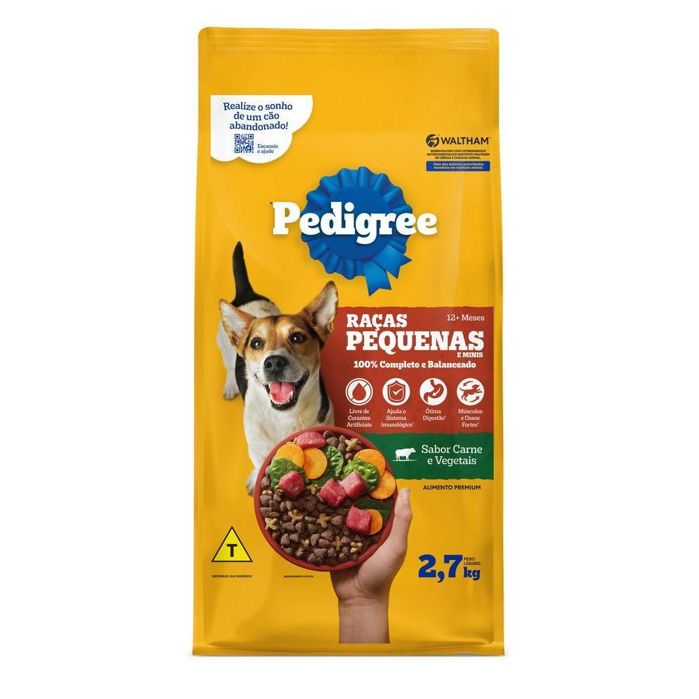 Ração Pedigree Carne e Vegetais Cães Adultos Raças Pequenas e Minis 2,7 kg