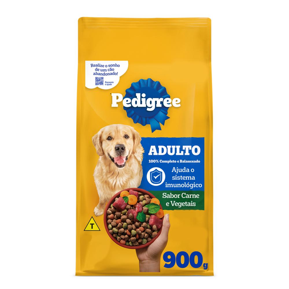 Ração Pedigree Carne e Vegetais Cães Adultos Raças Médias e Grandes 900 g