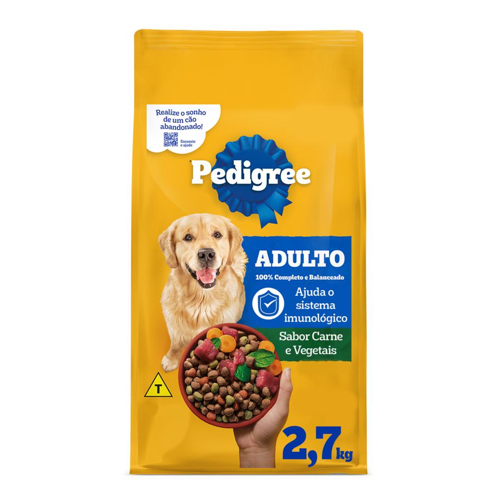 Ração Pedigree Carne e Vegetais Cães Adultos Raças Médias e Grandes 2,7 kg