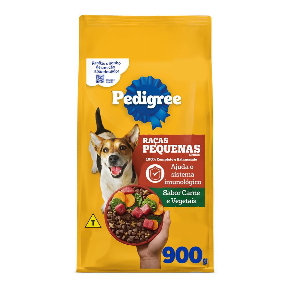 Ração Pedigree Carne e Vegetais Cães Adultos Raças Pequenas e Minis 900 g