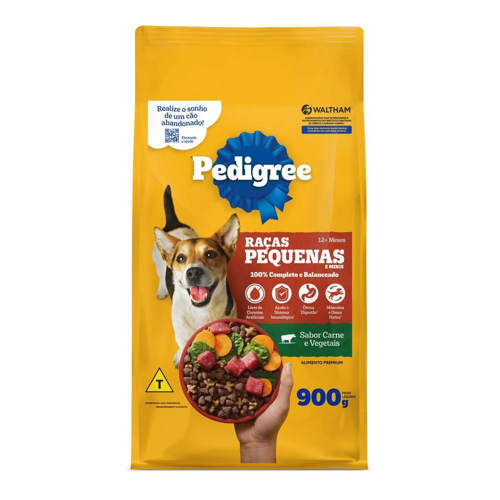 Ração Pedigree Carne e Vegetais Cães Adultos Raças Pequenas e Minis 900 g