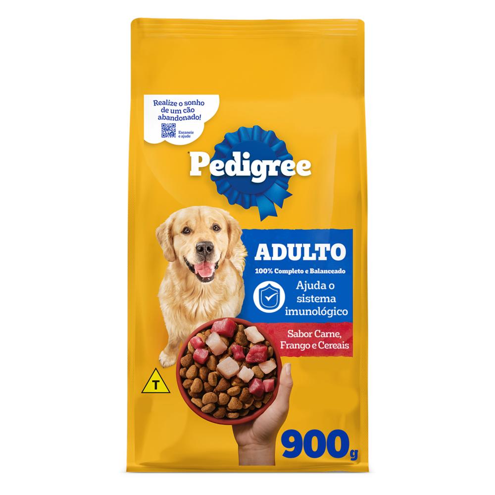 Ração Pedigree Carne Frango e Cereais Cães Adultos Raças Médias e Grandes 900 g