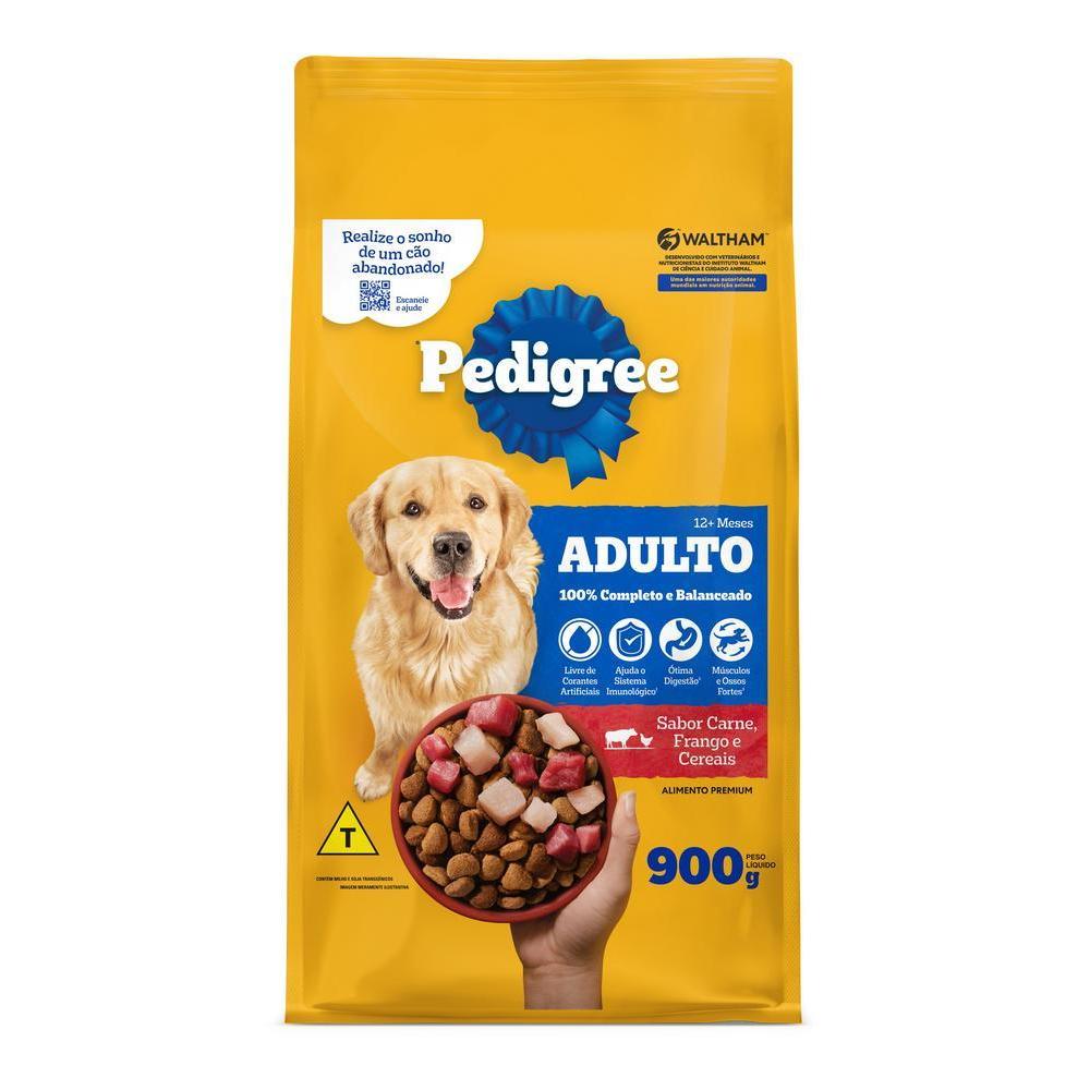 Ração Pedigree Carne Frango e Cereais Cães Adultos Raças Médias e Grandes 900 g