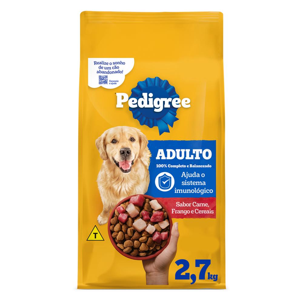 Ração Pedigree Carne Frango e Cereais Cães Adultos Raças Médias e Grandes 2,7 kg