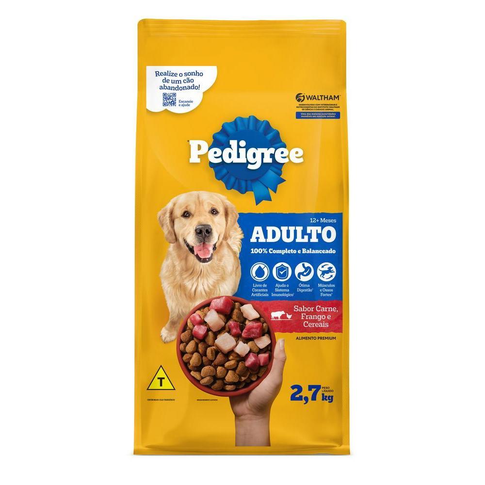 Ração Pedigree Carne Frango e Cereais Cães Adultos Raças Médias e Grandes 2,7 kg