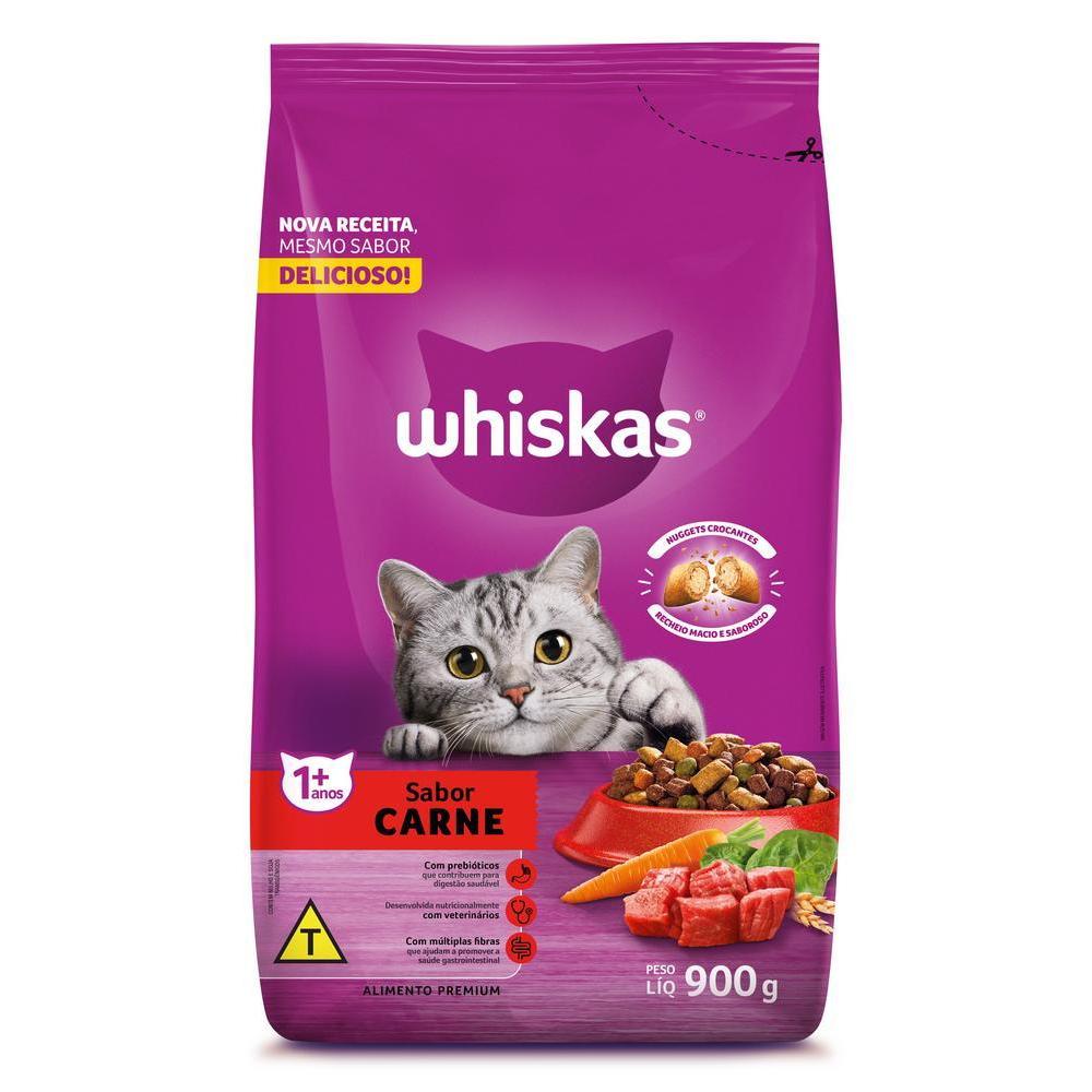 Ração Whiskas Carne Gatos Adultos 900 g