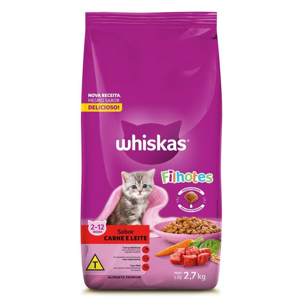 Ração Whiskas Carne e Leite Gatos Filhotes 2,7kg