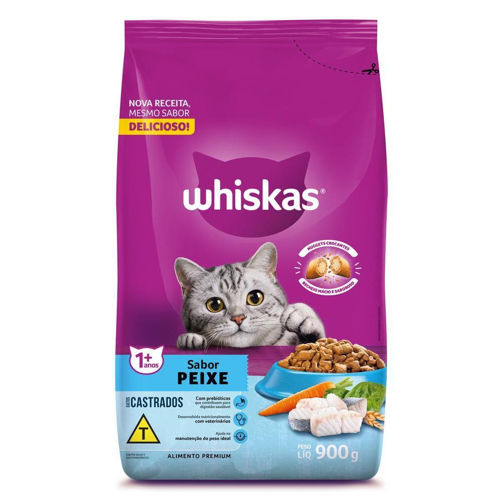 Ração Whiskas Peixe Gatos Adultos Castrados 900 g