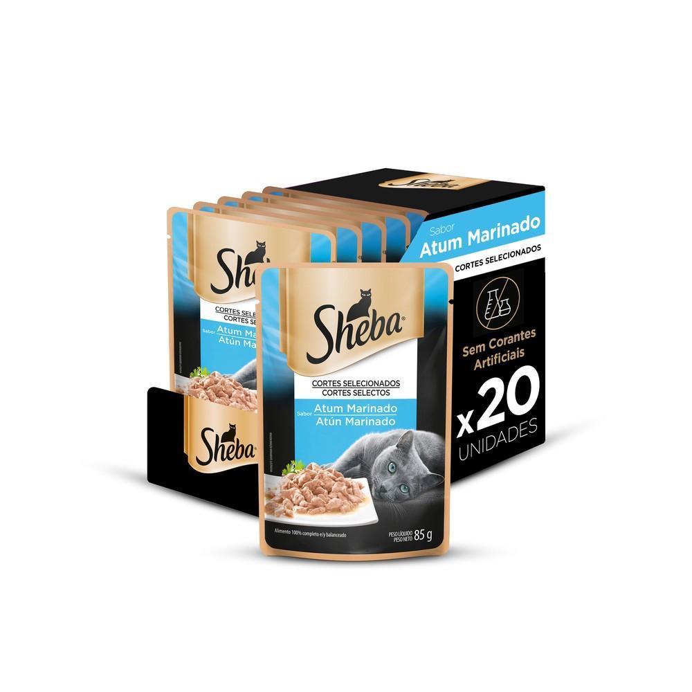 Kit Ração Úmida Sheba Sachê para Gatos Adultos Sabor Atum Marinado 20 Unidades