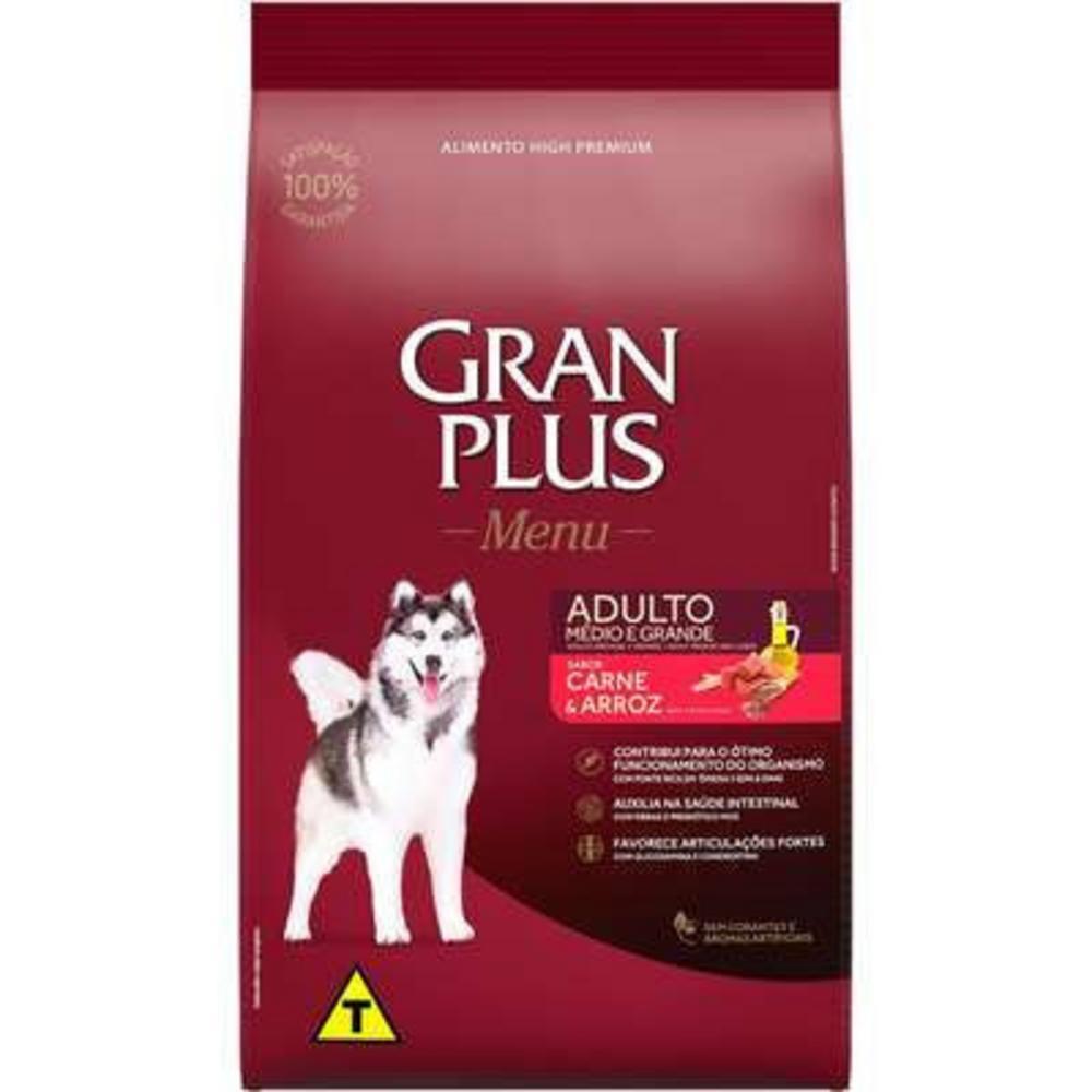 Ração GranPlus Menu Para Cães Adultos de Porte Médio e Grande Carne e Arroz 15KG
