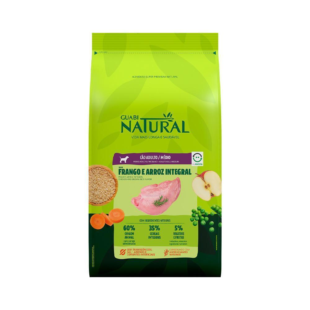 Ração Guabi Natural para Cães Adultos de Raças Médias sabor Frango & Arroz Integral 20kg