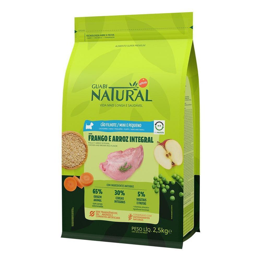 Ração para Cães Pequenos Filhotes Sabor Frango e Arroz Integral Guabi Natural 2,5Kg