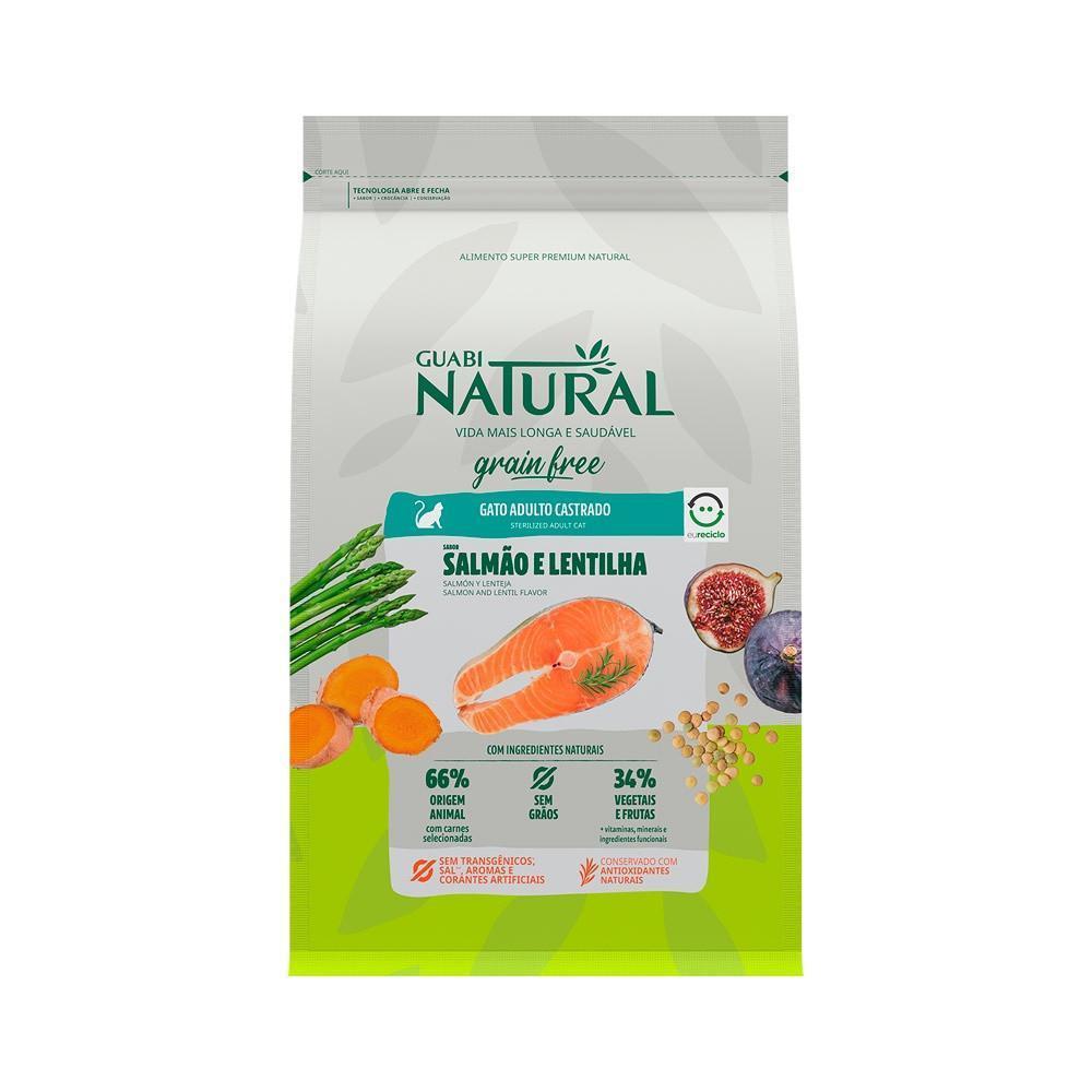 Ração Guabi Natural Grain Free para Gatos Adultos Castrados Sabor Salmão e Lentilha 7,5kg