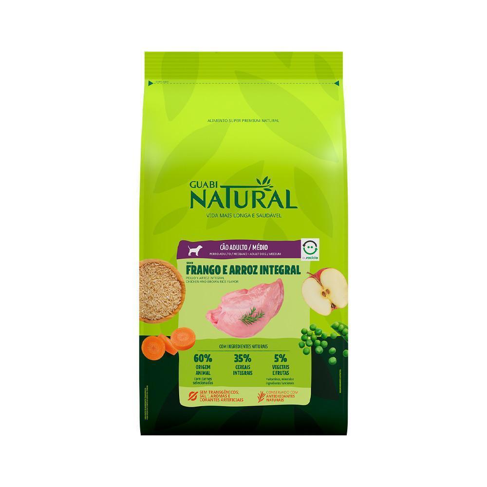 Ração Guabi Natural para Cães Adultos de Raças Médias sabor Frango & Arroz Integral 12kg