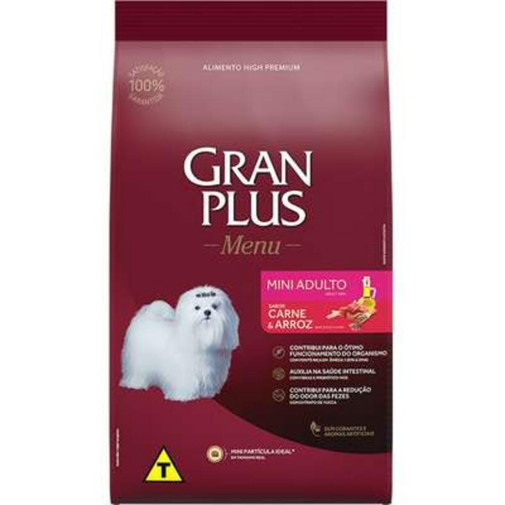 Ração GranPlus Menu Carne e Arroz para Cães Adultos Mini - 1Kg