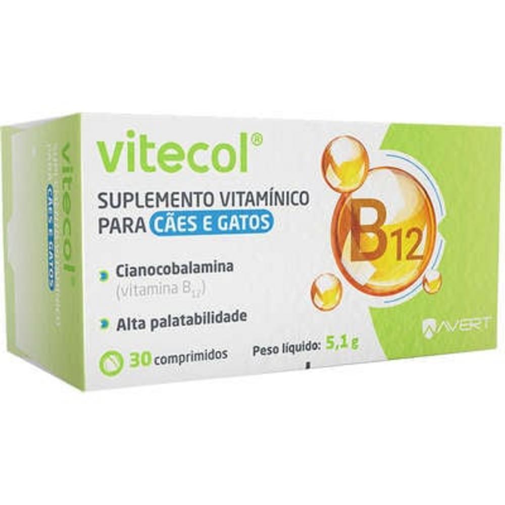 Suplemento Vitamínico Avert Vitecol para Cães e Gatos - 30 Comprimidos