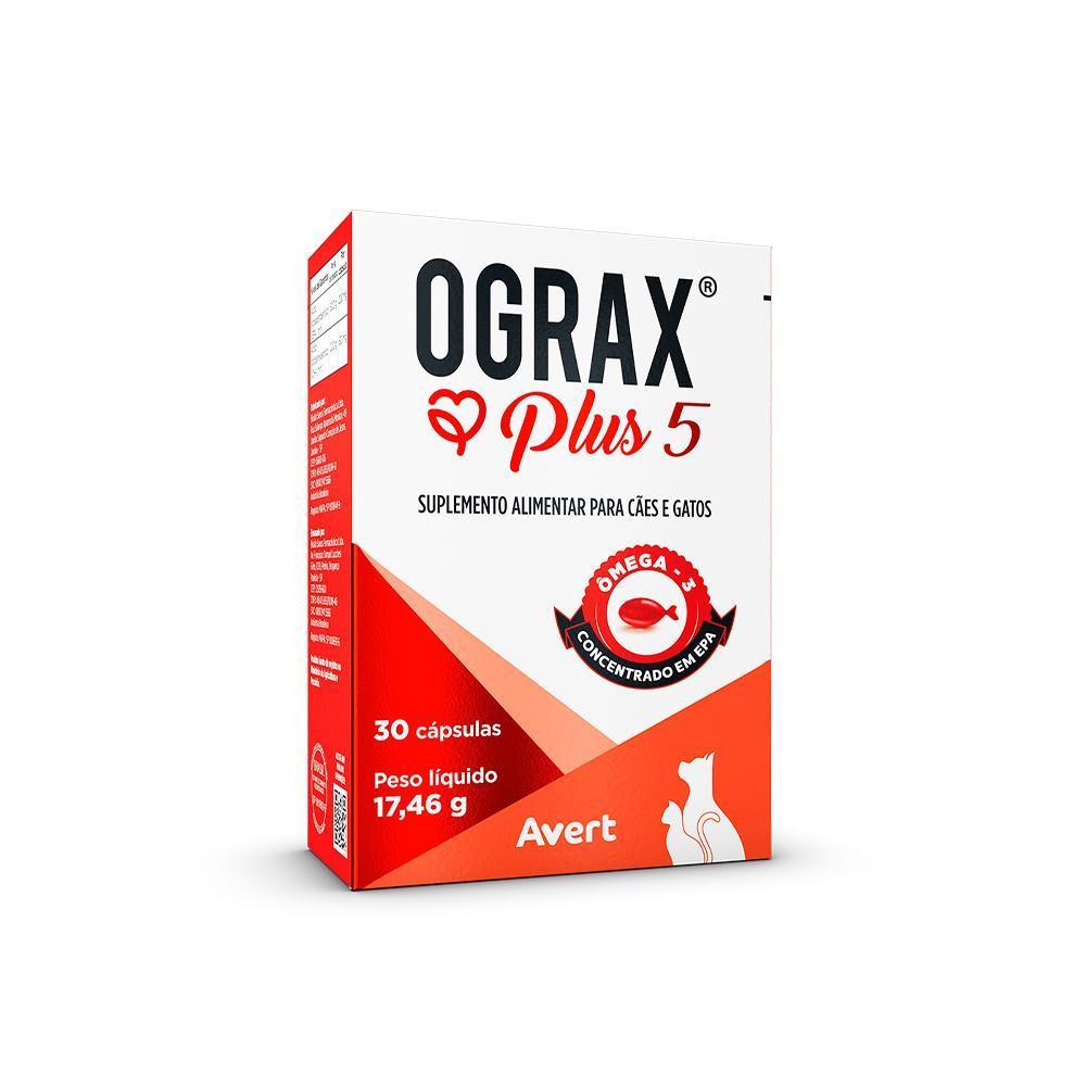 Suplemento Alimentar Ograx Plus Para Cães e Gatos 5 30 Cápsulas