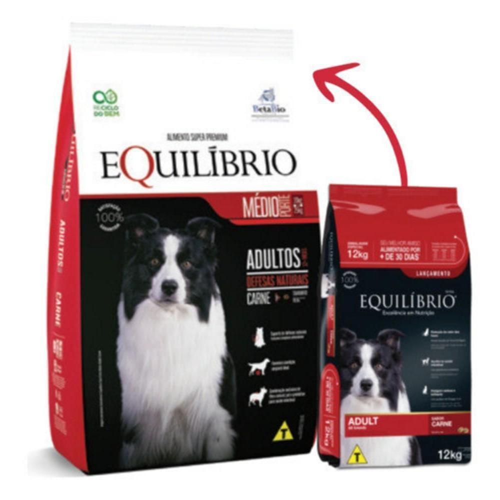 Ração Equilíbrio para Cães Adultos de Porte Médio Sabor Carn 12kg