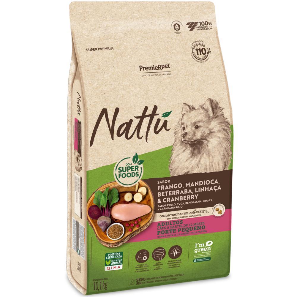 Nattu Cães Adultos Porte Pequeno Frango, Mandioca, Beterraba, Linhaça e Cranberry 10,1 kg