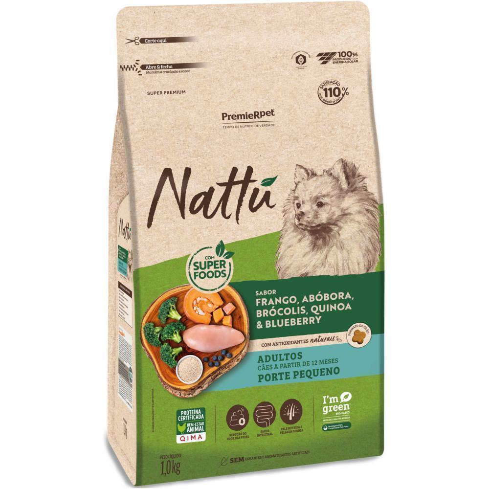 Nattu Cães Adultos Porte Pequeno Frango, Abóbora, Brócolis, Quinoa e Blueberry 1,0 kg