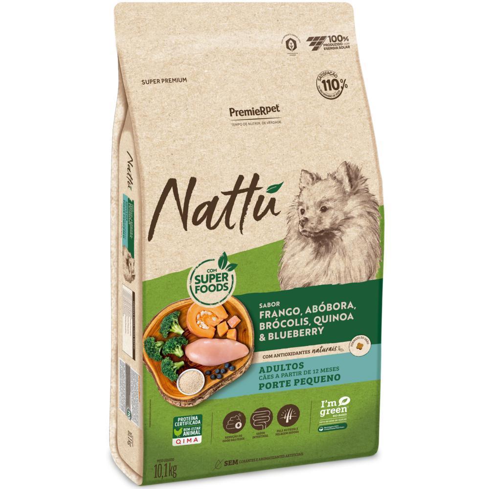 Nattu Cães Adultos Porte Pequeno Frango, Abóbora, Brócolis, Quinoa e Blueberry 10,1 kg