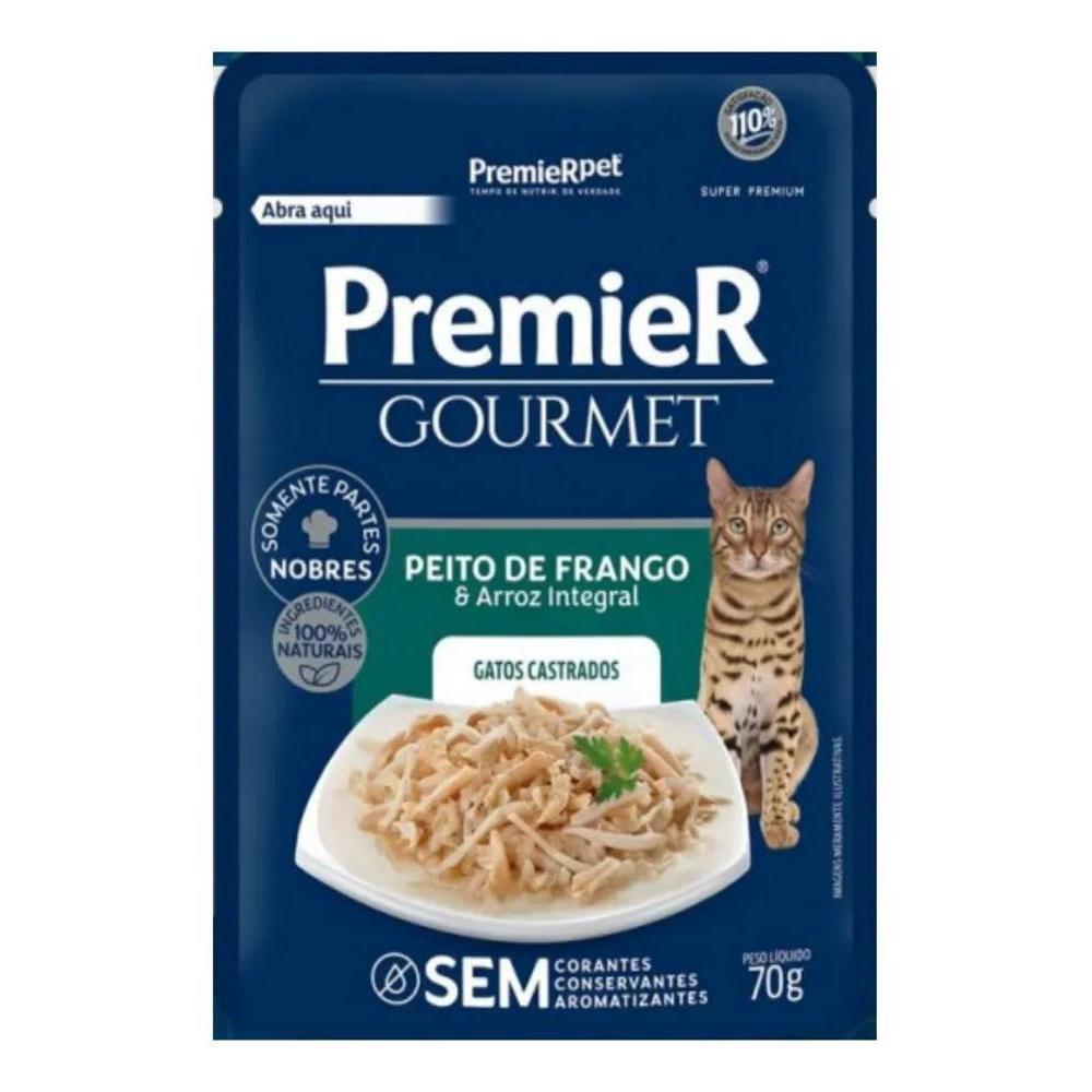 PremieR Gourmet Gatos Castrados Frango e Arroz Integral 70 g