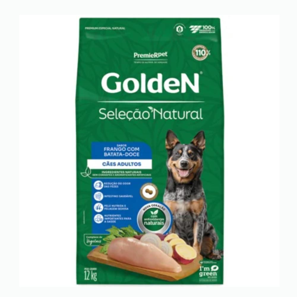 GoldeN Seleção Natural Cães Adultos Frango e Batata Doce 12 kg