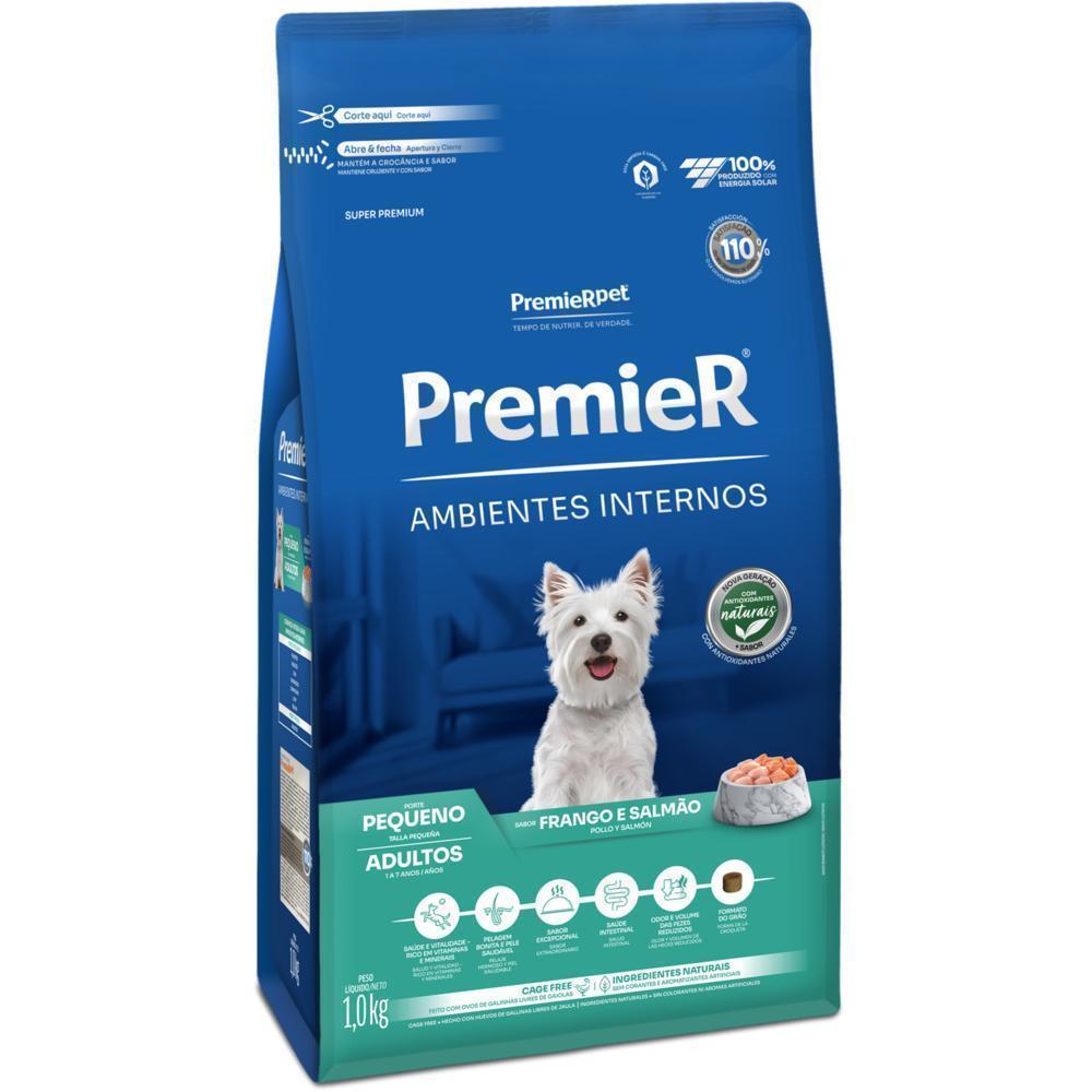 PremieR Ambientes Internos Cães Adultos Porte Pequeno Frango e Salmão 1 kg
