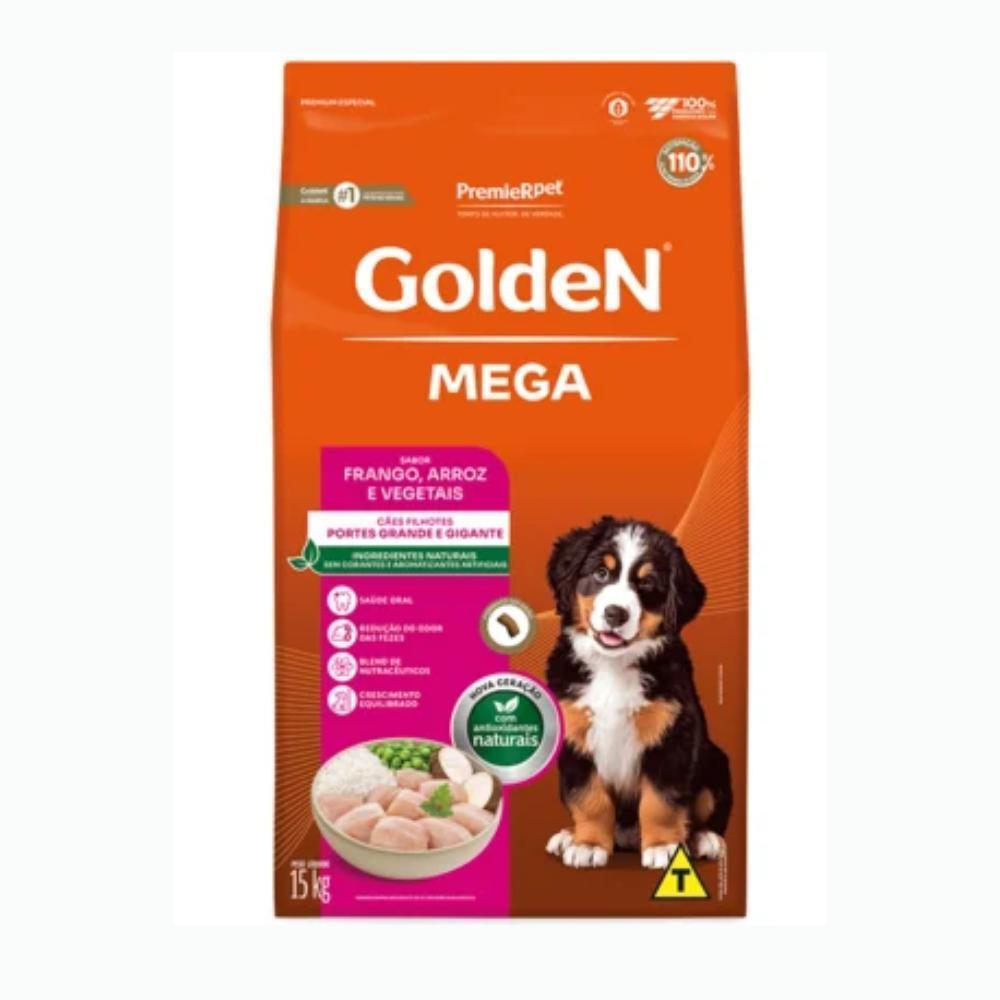 GoldeN Mega Cães Filhotes Porte Grande e Gigante Frango e Arroz 15 kg