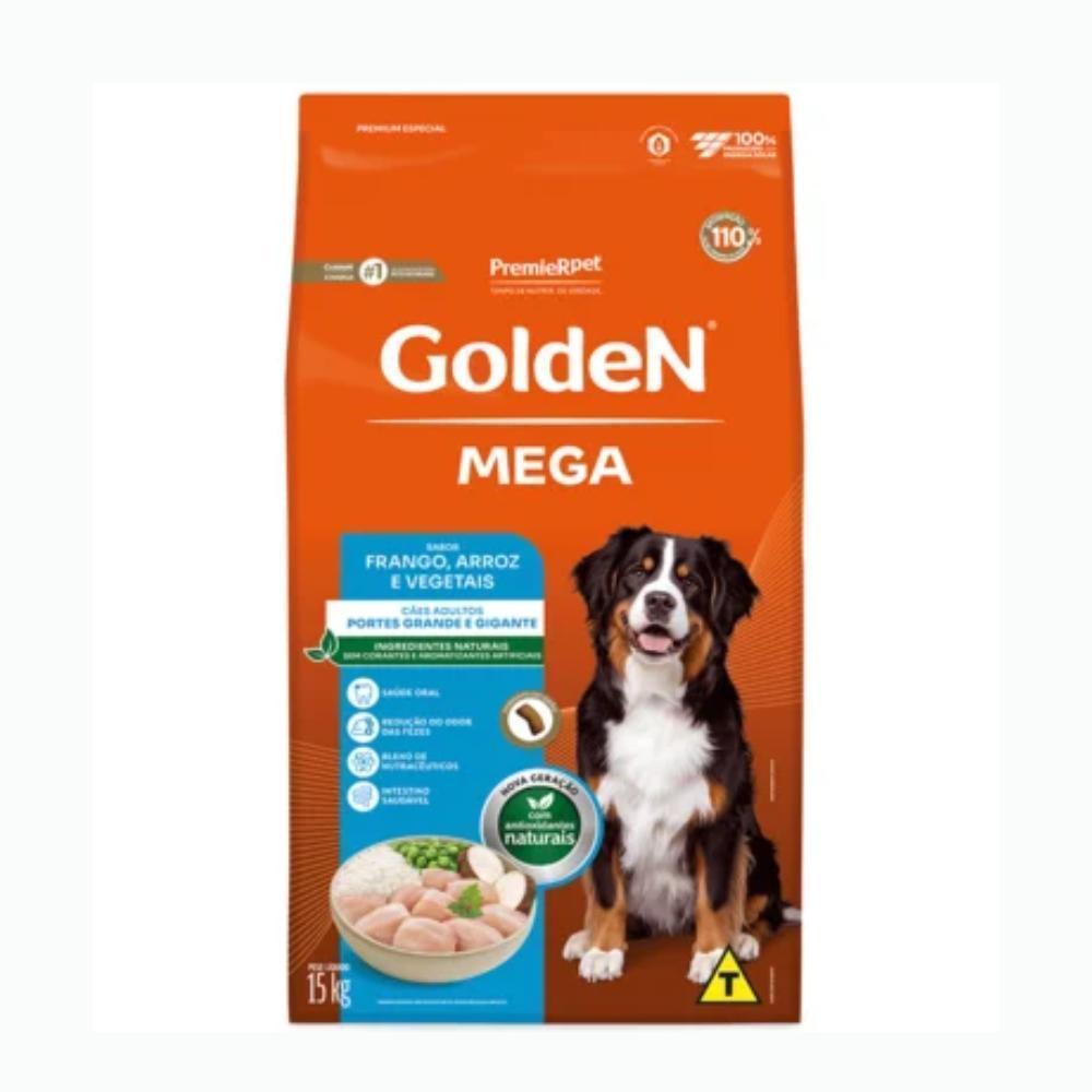 GoldeN Mega Cães Adultos Porte Grande e Gigante Frango e Arroz 15 kg