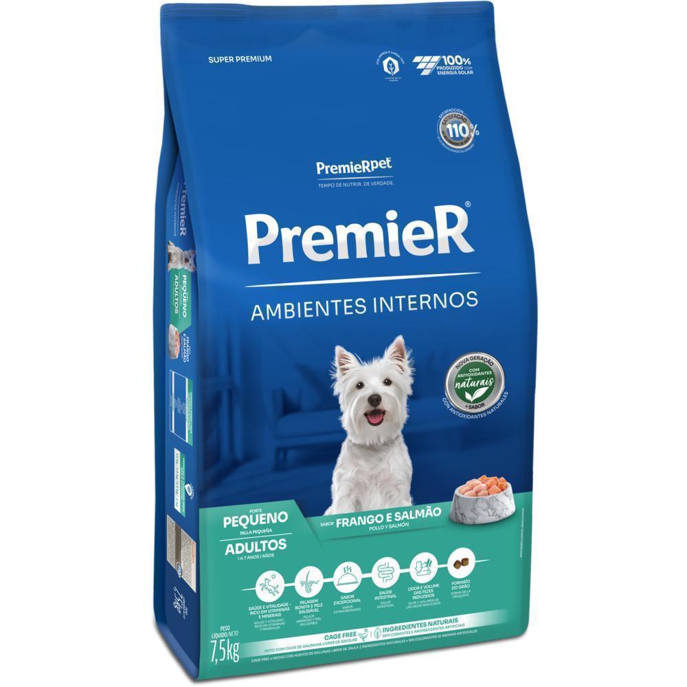 PremieR Ambientes Internos Cães Adultos Porte Pequeno Frango e Salmão 7,5 kg