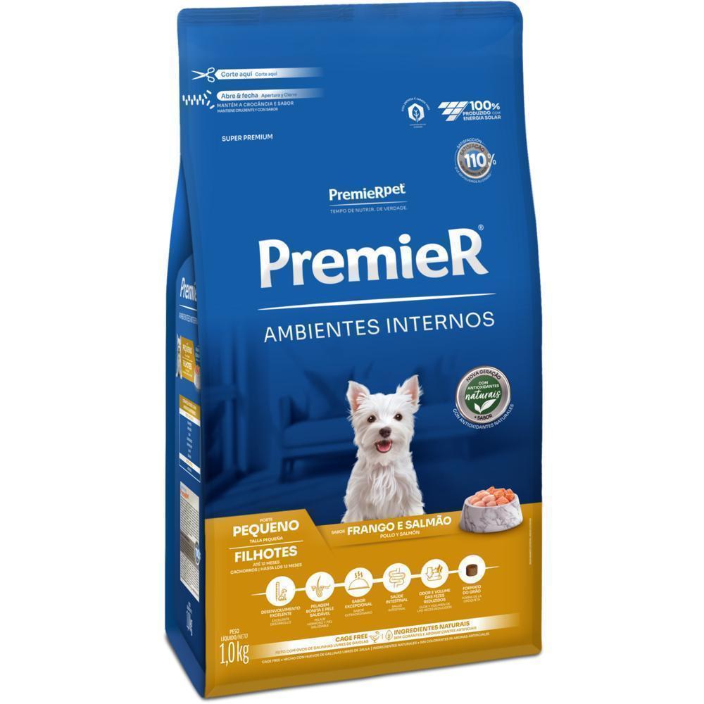 PremieR Ambientes Internos Cães Filhotes Porte Pequeno Frango e Salmão 1 kg