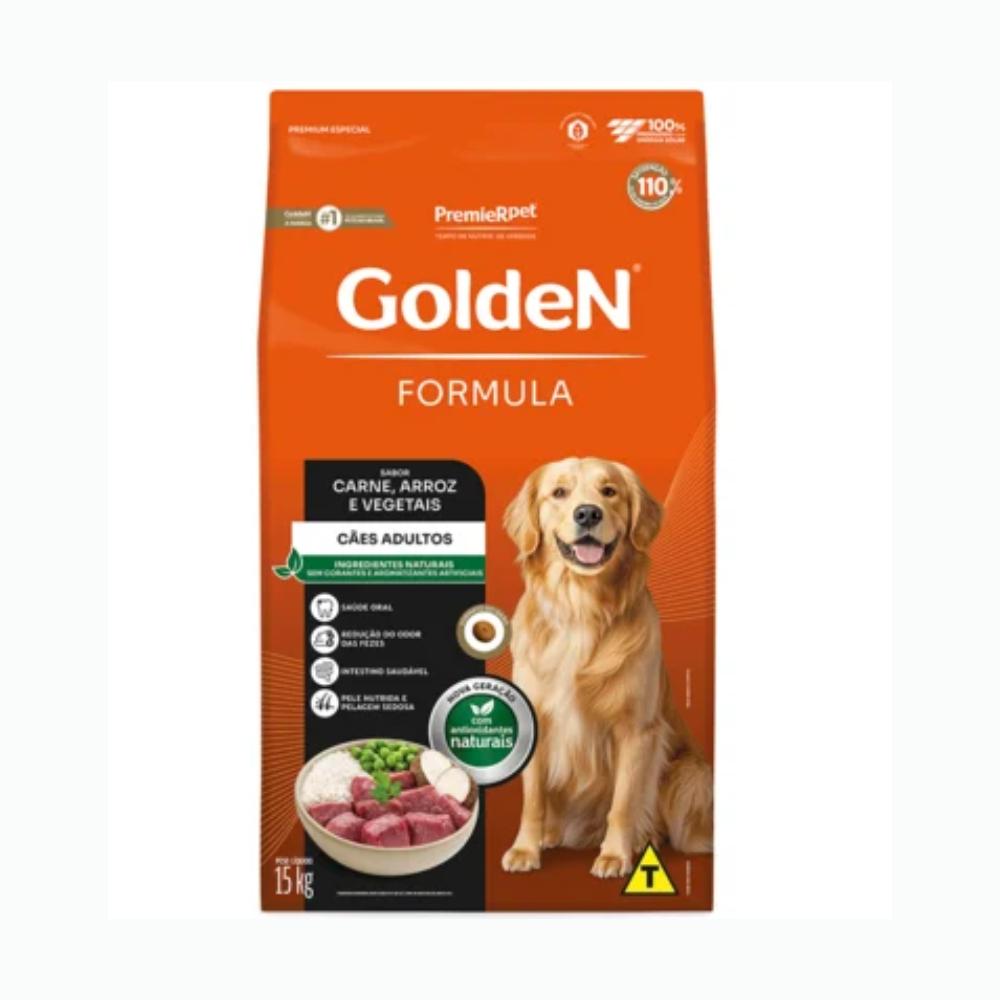 GoldeN Formula Cães Adultos Porte Grande Carne e Arroz 15 kg