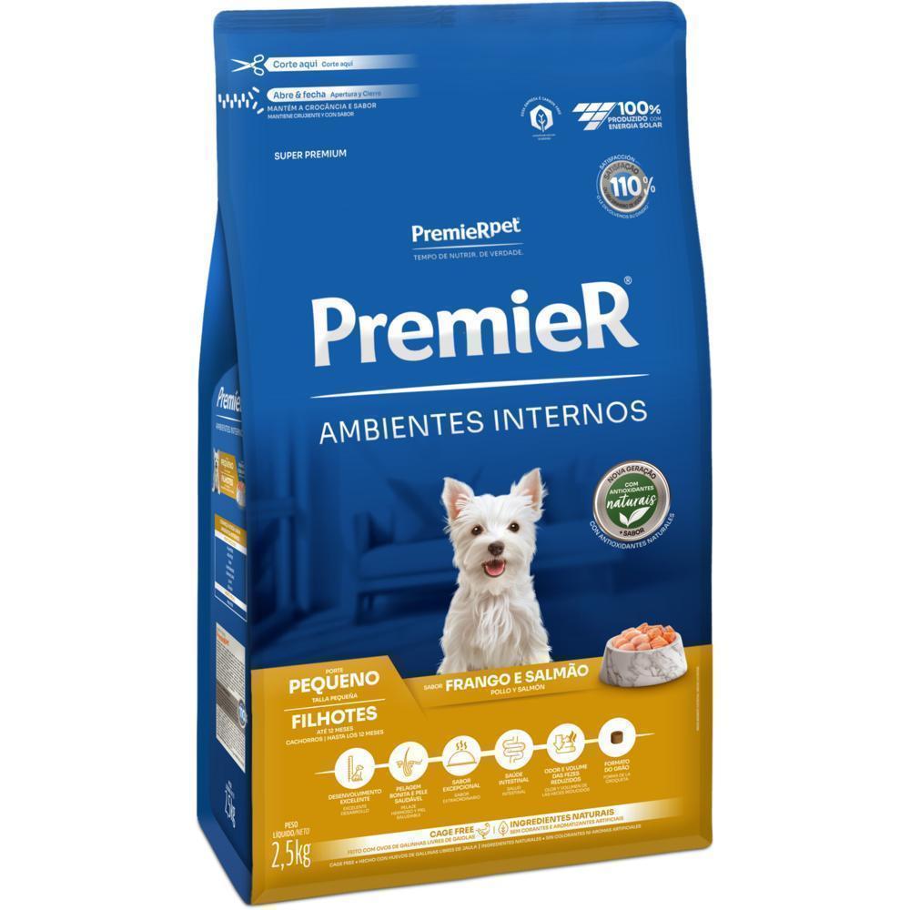 PremieR Ambientes Internos Cães Filhotes Porte Pequeno Frango e Salmão 2,5 kg